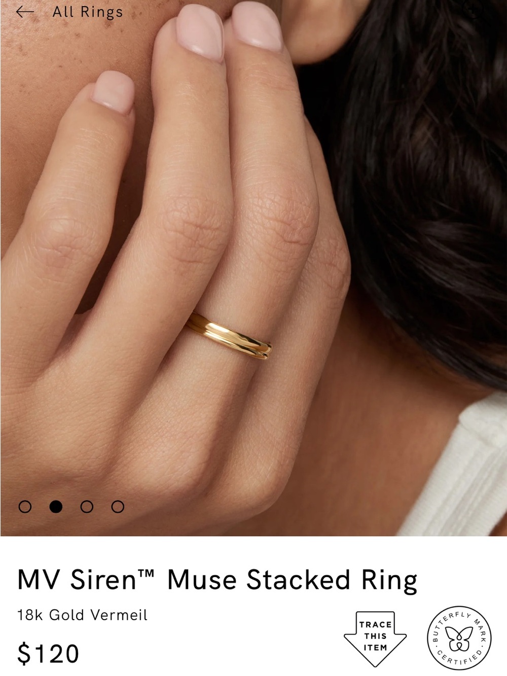 Monica Vinader 18k gold vermeil ring - Size 7